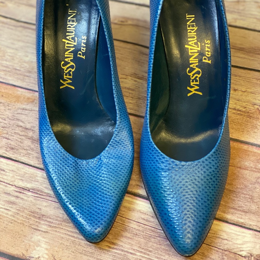 Vintage Yves SaintLaurent Electric Blue Shoes sz7M - Picture 2 of 10